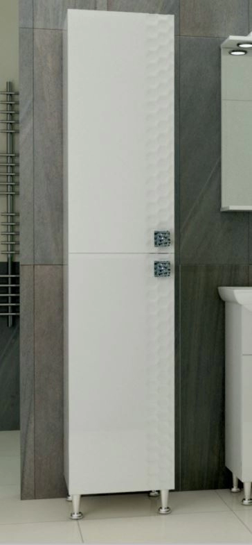 В інтер'єрі Набір для ванної кімнати з дзеркалом 80 см з глянцевими фасадами ВанЛанд НЕО 19420-24455-24509