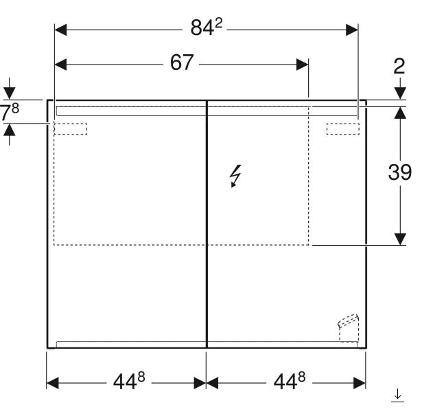 Розміри Шафа у ванну з дзеркалом 90 см шириною Geberit Option 500.583.00.1