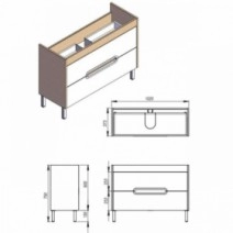 Размеры Тумба с раковиной в ванную 100 см ЮВЕНТА МОНЗА Мn-100-венге с умывальником ПЛАЗМА 100