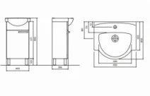 Размеры Тумба с умывальником 45 см шириной Kolo FREJA с умывальником Фрея L79003000