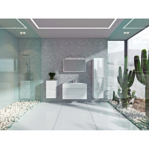 В интерьере тумба с зеркалом в ванную 100 см лакированная botticelli tosсana с умывальником lumas-1000 №1