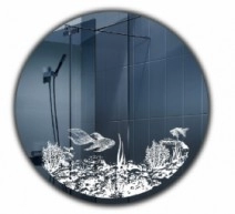 Дзеркало для ванної з малюнком 70 см з підсвічуванням J-Mirror Aquarium Aqrm 70x70