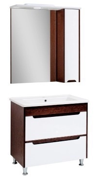 Основное Комплект мебели тумба и зеркало с корпусом цвета венге в ванную 80 см ЮВВИС Браун 80 Т-2Д Z-1 80