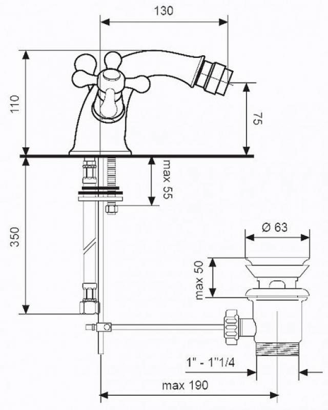 Размеры Смеситель для биде Emmevi DECO CR12014 BIG хром