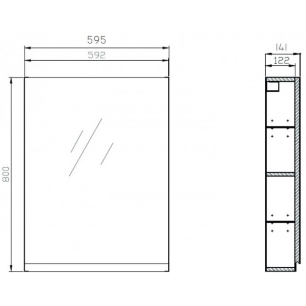 Розміри Комплект меблів для ванної 50 см завширшки Cersanit Moduo Slim 38054-38090-38078