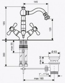 Размеры Маленький смеситель для биде Emmevi DECO CR12614 хром