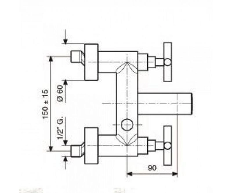 Розміри Латунний змішувач для ванни з душем Emmevi SPIRIT NEW CR31001 хром