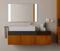 В интерьере Зеркало в ванную из алюминия 50 см с подсветкой J-Mirror Sabina Sbn 50x45