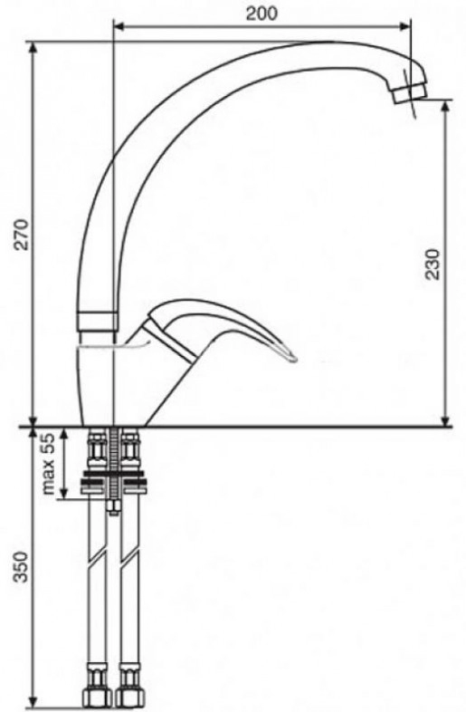 Размеры Белый смеситель для мойки Emmevi GRANIT LUXOR U BIO7087