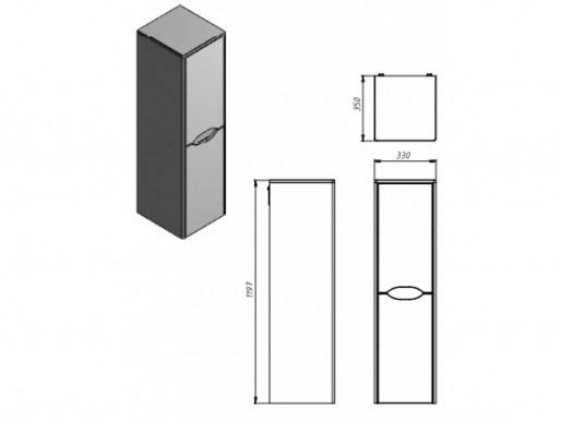 Размеры шкаф-пенал для ванной 33 см ювента livorno lvrpr-120 белый №3