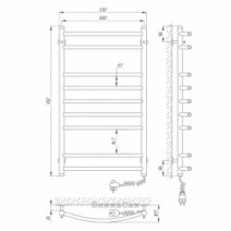 Розміри Електричний полотенцесушитель 500х900 LARIS Класік Хром Правий 30x20 73207006