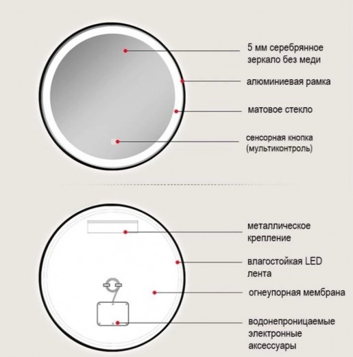 Детали Зеркало для ванной с подогревом 100 см шириной с подсветкой DUSEL LED DE 620711