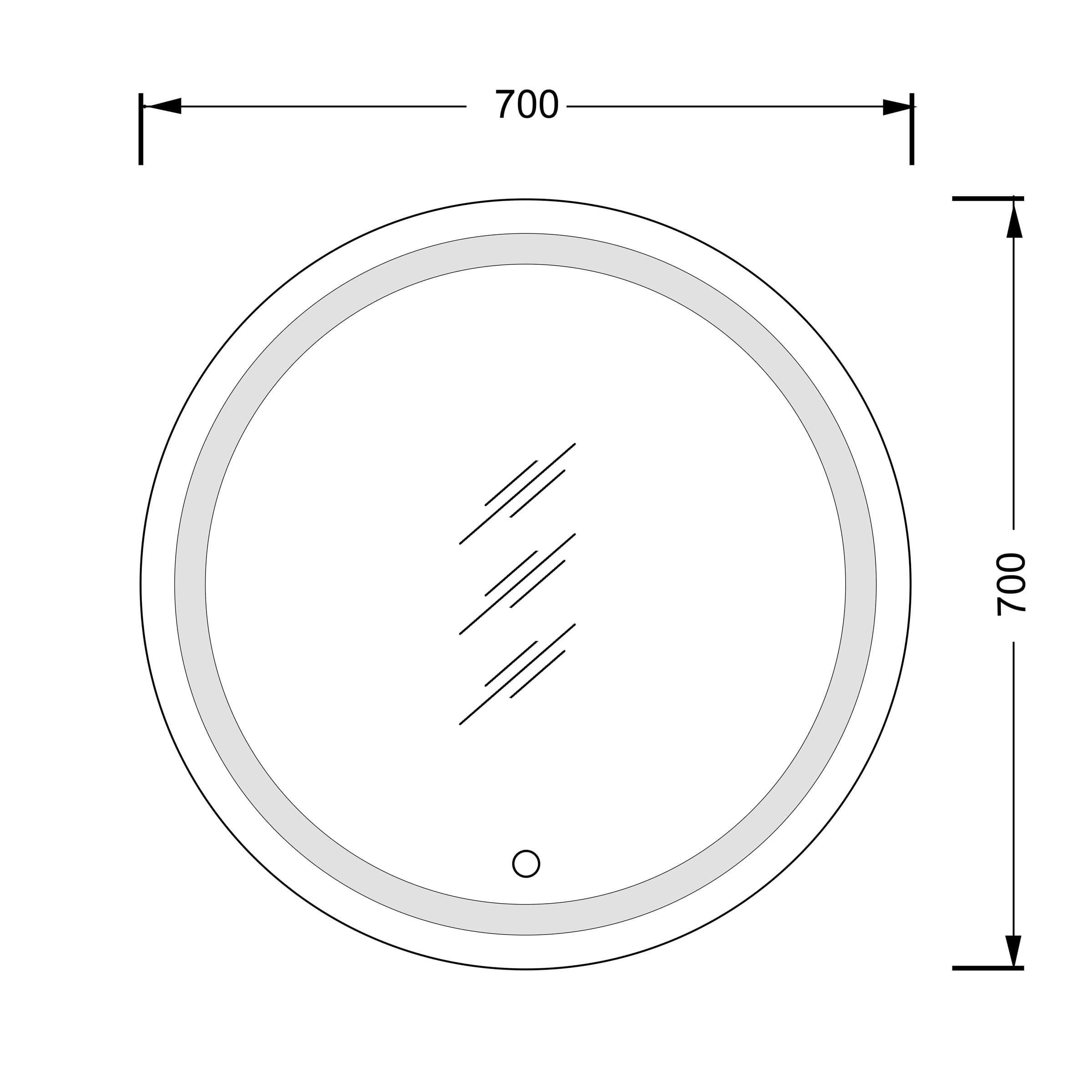 Размеры зеркало в ванную комнату круглой формы 70 см мойдодыр sunny 00-0006243 №1