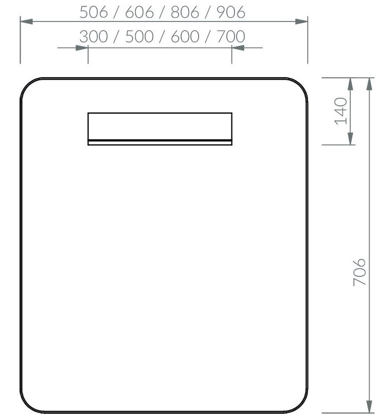 Размеры Зеркало в ванную комнату Ravak Strip I 500X700 черный с LED подсветкой X000001569