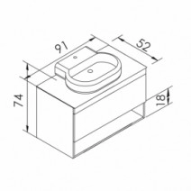 Размеры Тумба с раковиной в ванную с открытой полкой 90 см шириной Imprese Black Edge с раковиной i32119 f32119OK