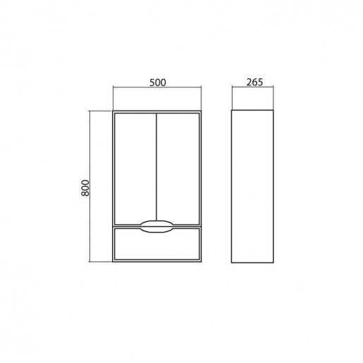 Размеры Подвесной шкаф в ванную 50 см Aqua Rodos Родорс 4823065813066