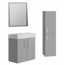 Серый набор для ванной комнаты с зеркалом 65 см Ювента Manhattan 28647-28318-28666