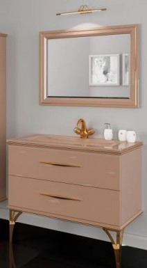 Коричневые тумбочка с зеркалом в ванную 90 см Marsan KASSANDRE 31546-31143