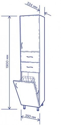 Розміри Пенал для ванної 35 см з доводчиками дверей ПІК БАЗІС П03К35L лівий