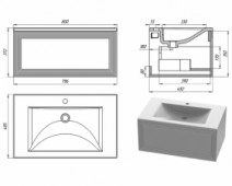 Размеры Умывальник с тумбой 80 см шириной Snail Прованс с умывальником Орфей 800KM165/800PR