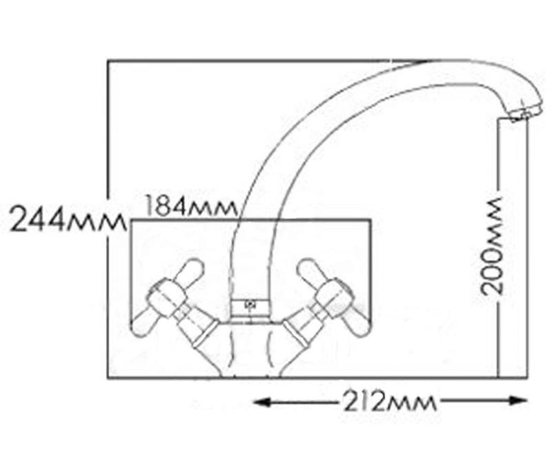 Размеры Смеситель на шпильке для мойки Mixxen МЕДЕЯ DECO HB7002805С М7313 хром