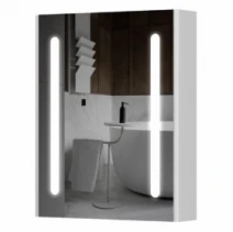 Шкаф-зеркало для ванной с выключателем 60 см шириной с подсветкой Аквариус Silver 70930216