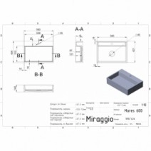 Розміри Умивальник для ванної кімнати 60 см Miraggio Mares 600 мат