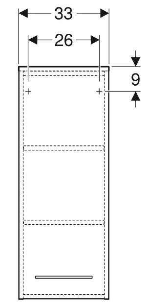 Размеры Шкаф навесной в ванную из влагостойкого ДСП 33 см шириной Geberit Selnova Square 501.277.00.1 L