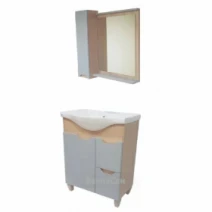 Комплект мебели для ванной комнаты в серо-коричневом цвете 65 см шириной Ванланд Wood 44983-44996