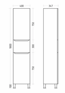 Размеры шкаф-пенал для ванной 40 см с гарантией 2 года респект prime prp-40kl №2