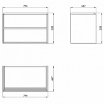 Размеры Раковина в ванную с тумбой с текстурой дерева 80 см шириной Cersanit Crea с умывальником Crea 38013-38510