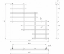 Размеры Полотенцесушитель водяной 1030х940 Mario Сонет Хром 30x20 ВР 1/2 д 4820111350711