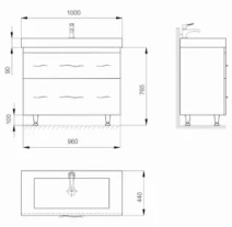 Размеры тумба с умывальником 100 см шириной санверк mindal с умывальником сава mv0000911 №1