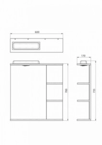 Размеры зеркало для ванной 60 см ванланд ирис ирз 1-60l №3