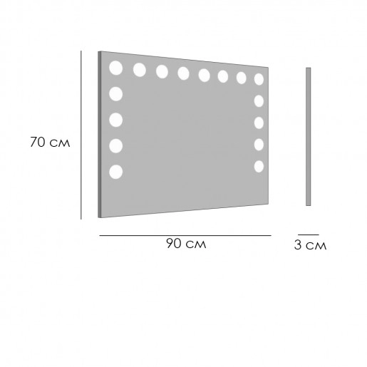 Розміри Дзеркало у ванну 90 см StekloNova Сайва Sayv 90