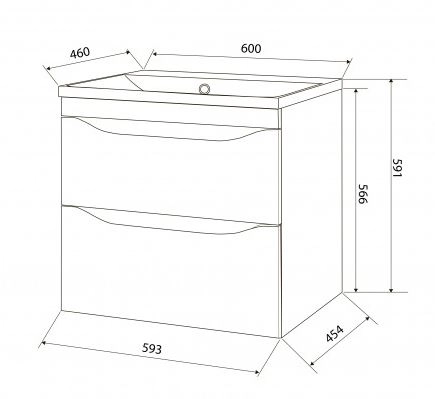 Размеры Умывальник с тумбой с ящиками 60 см шириной Norway AVALON NEW с раковиной Мармит M100160