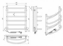 Размеры Полотенцесушитель электрический 480 x 600 мм Laris Евромикс Д30 хром 73207676