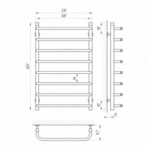 Размеры Полотенцесушитель водяной большой 500х800 LARIS П8 Стандарт Хром 30x20 ВР 1/2 д 71207063