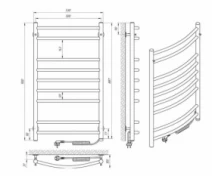 Розміри Сушка для рушників електрична з 9 поперечинами 530 х 900 мм Laris Класик Д30 правий полірований 73207730