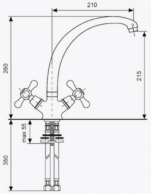 Размеры Смеситель для мойки Emmevi DECO CR12717 хром