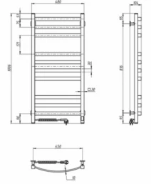 Розміри Електрична сушка для рушників з терморегулятором на корпусі 480 х 1000 мм Navin Avalon Д30 чорна ліва 12-203153-4810