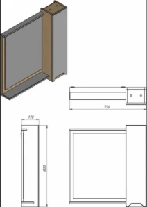 Размеры Зеркало в ванную 75 см шириной Ванланд Wood WMC-75 R W