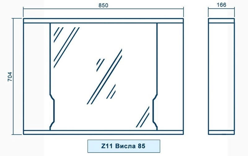 Размеры зеркало в ванную 85 см квел висла z11 висла 85 квел №1