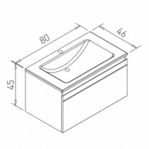 Размеры Умывальник с тумбой 80 см Volle NEO 1943.328007
