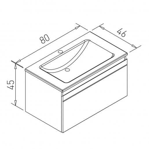 Размеры Умывальник с тумбой 80 см Volle NEO 1943.328007