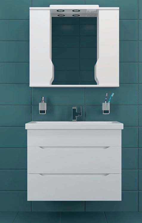 В интерьере современный комплект мебели тумба с зеркалом в ванную 65 см квел висла комплект висла 65 т4-п квел №1