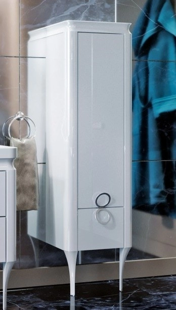 В интерьере шкаф-пенал для ванной 40 см модерн ювента тичино tcp-190-white №3