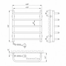 Розміри Полотенцесушитель електричний вертикальний 450х500 LARIS Стандарт Хром Лівий 30x20 73207082