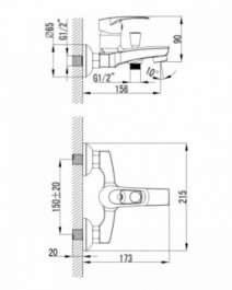 Розміри Комплект змішувачів прямої форми IMPRESE LIDICE 05095 + 10095 + штанга R670SD + 1115 + W100SL1 C, хром 510095670