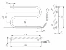 Размеры Полотенцесушитель электрический 500х330 LARIS Змеевик Хром Правый 25 71207613